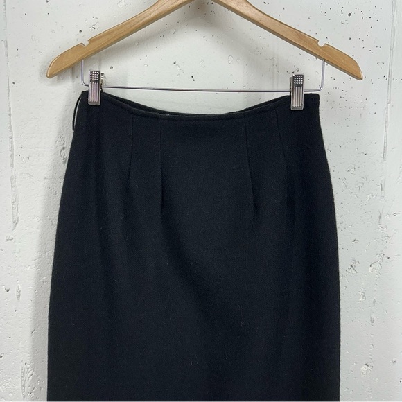 Vintage Woolrich Women’s size 8 Black 100% Wool Fringe Wrap Midi Lined Skirt - Picture 6 of 13